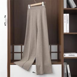 2024 Wide-Leg Pants Women's Mid-Stitching Modified Leg Shape Loose Slimming Knitted High Waist Pants Solid Color Trousers Women