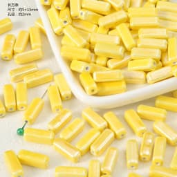Exclusive Hand-painted Yellow Ceramic Straight Hole Bead Jewelry For Summer