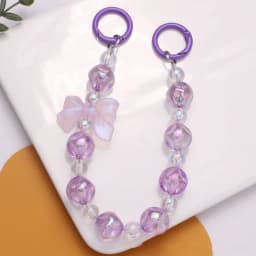 Y2K Cute Bowknot Phone Charm Strap Lanyard DIY Beaded Pendant Sweet Girl Keychain For iPhone Accessories Purse Bag Pendants
