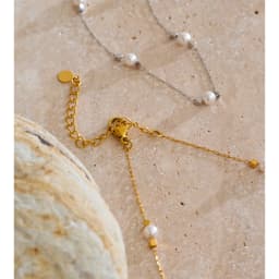 Yhpup Waterproof Stainless Steel Simulated Pearls Square Thin Chain Necklace Waterproof Fashion Chic Jewelry 2025 Accessories