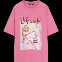 ELFSACK Women's Sweet Short Sleeve Graphic Tee with Cute Print, T-Shirt with Multiple Color Options, Loose Casual Autumn Top
