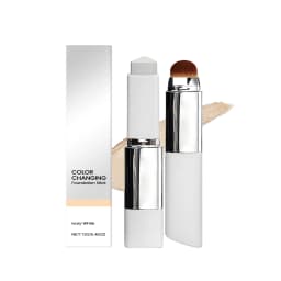 Color Changing Foundation Stick Waterproof Sweatproof Lightening Full Coverage Concealer 2 in 1 Stick Foundation Makeup Brushes