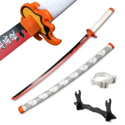 Anime Katana 104cm Giyuu Blue Role-playing Weapons Props with Sword Holder and Belt 1: 1 Replica Japanese Samurai Sword