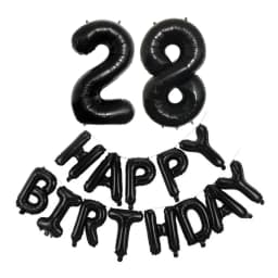 Black 32-Inch Number 1-30 Balloons and 16-Inch 'Happy Birthday' Letter Foil Balloons Set Birthday Party Decoration Supplies