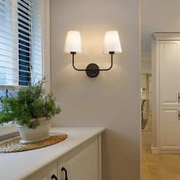American Country Wall Lamp With Double-Head Iron Fabric Cover European Style Living Room Hotel Room Bedroom Bedside Wall Lights