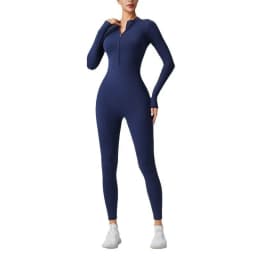 Naked Feel Yoga Unitard with Half Zip, Slimming Dance Bodysuit for Women, Seamless Gym Wear One Piece Workout Suit Spring Autumn