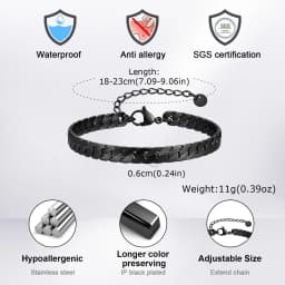 6mm Flat Cuban Chain Bracelets for Men,Trendy Stainless Steel Chain Links Wristband,Classic Punk Jewelry Gifts