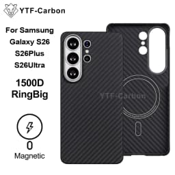 YTF-carbon Luxury Real Kevlar Case for Samsung Galaxy S26 Ultra/S26Plus/S26, Aramid Fiber Magnetic MagSafe Cover