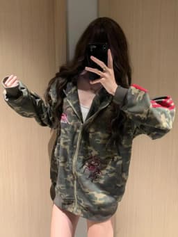 Premium American Trendy Camouflage Baseball Jacket Women's Spring Autumn Loose Sweatshirt College Style Short Outerwear
