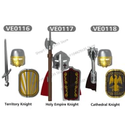 Medieval Military Castle Black Hawk Knight Building Blocks Gothic Cavalry Armor Shield Axe Soldier Figure Accessories Bricks Toy