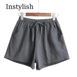 Women's Thin Cotton and Linen Shorts New Summer High Waist Casual Sports Shorts Women Solid Color Pocket Loose Beach Hot Shorts