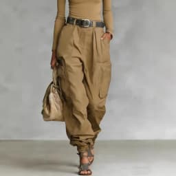 Vintage Casual Loose Multi Pocket Work Pants Vacation Solid Color Sports Pants Women Temperament with Ankle Cuffs Sweatshirt