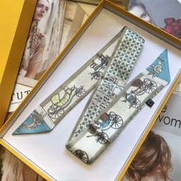 5 * 90Cm Nordic Classic Pumpkin Carriage Twill Silk Women's Decorative Wrapping Bag Ribbon Silk Scarf Small Scarf Wholesale
