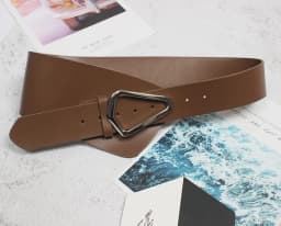[EAM]  Irregular Genuine Leather Wide Multicolor Belt Personality Women New Fashion Tide All-match Spring Autumn 2026 1DD3996