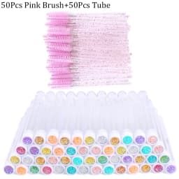 100pcs Diamond Eyebrow Brush Tube Empty Reusable Lash Mascara Wand Case Replaceable Crystal Eyelash Brush Dust-proof Makeup Tool