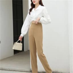 High Waist Khaki Suit Wide Leg Women's Full Pants 2025 New Spring Summer Female Elegant Minimalism Straight Loose Trousers