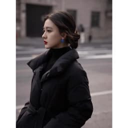 High-end Cotton Coat Winter Warm Jacket Belt Black Cotton-padded Jacket Thick Parkas Trend Design Windproof Outerwear Women Tops
