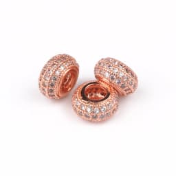 3pcs Micro Pave Zirconia Beads Round Geometry Metal Cubic Zircon Beads for DIY Bracelet Necklace Design Jewelry Crafts Making