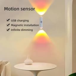 LED Night Light with Motion Sensor RGB Gradient Ambient Light Dimmable Magnetic Stair Lamp for Entryway Bedside Desk Wardrobe