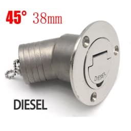 45 Degree 316 Stainless Steel Deck Filler Key Cap GAS DIESEL FUEL WASTE WATER 38mm 50mm Deck Filler Caps for Marine Boat