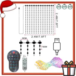 256/400LEDs Smart Curtain Lights Curtain String Lights Dynamic DIY Color Changing Pattern Text APP Remote for Home Party Decor