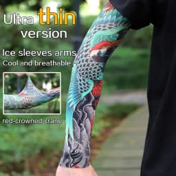 Ultra thin seamle Tattoo Flower Arm For Men Women Cool Travel Cycling Elastic Scratch Resistant Sunscreen Arm Sleeves Accessorie