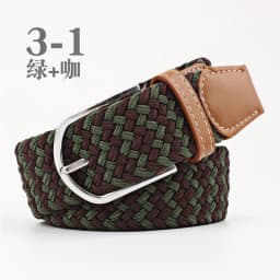 3.3x107cm Solid Color Elastic Braided Belt Casual Men's Women's Belt Stretch Canvas Pin Buckle Waistband
