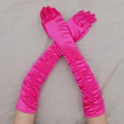Long Satin Wave Pattern Micro Reflective Light Wedding Party Noble Style Women Gloves Lady Slender COS Graduation Mittens Nv5