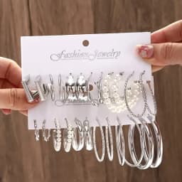 Boho Big Circle Hoop Earring Set for Women, Gold Color Bohemia Vintage Pearl Earring Heart Zircon Ear Studs Jewelry Gifts