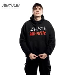 Harajuku Oversized Pullover Men's Hoodies I HATE ANTIHYPE Graphic Print Goth Hooded Sweatshirt Hip Hop Fashion Clothing Y2k Tops