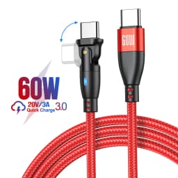AUFU USB Type C Cable 5A PD100W Fast Charging Charger Wire Cord for MacBook Pro Xiaomi iPad Samsung 180° Rotate USB-C Cable