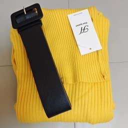 H Han Queen Knitted Turtleneck Sweater Bodycon Dress Bottoming Women Soft Elastic Autumn Winter Midi Party Dresses With Belt