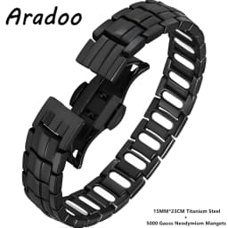 ARADOO Premium Copper Bracelet for Men with Strength 5000 Gauss Magnets Titanium Steel Wristband Jewelry Gifts