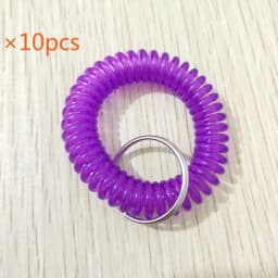 10pcs Lucky Line 2” Spiral Wrist Coil with Steel Key Ring, Multi-Color Flexible Wrist Band Key Chain Bracelet, Stretches to 12”,