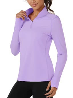 TACVASEN Fleece 1/4 Zip-Up Pullover Womens Warm Long Sleeve Outdoor Sports Tops Breathable Athletic Running Jogging Sweatshirts