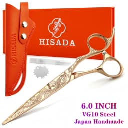 HISADA Barber Scissors Japanese Handmade VG10 Material Scissors 6-7 Inch Rose Gold Scissors Professional Hairdressing Scissors