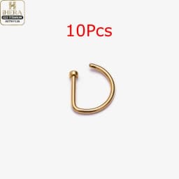 1/10PCS ASTM F136 Titanium Fake Nose Ring Hoop Non Piercing D Shape Nostril Lip Septum Earring Body Jewelry Kit