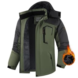 Men Outdoors Windproof Keep Warm Hiking Exercise Coat New Fashion Casual Detachable Hat Parka Winter Fleece Thicken Solid Jacket