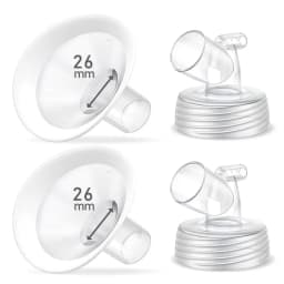 2 Packs Flange Set, Updated Soft Rim Shield and Wide Mouth Base Connector Pump Parts for Spectra S2 S1 9 Plus Breast Pump