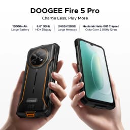 DOOGEE Fire 5 Pro Gemini Ai Rugged Phone 13000mAh Battery Helio G81 24GB RAM (4+20) 128GB ROM 6.6" 90Hz Global Version Smartphones