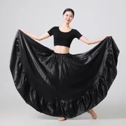 Women's Long Flared Circle Skirt -Satin Flared Full Skirt Boho Vintage A-line Maxi Skirt for Dancing, Party, Daily Wear Skirts