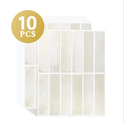 5/10sheets Removable Beige Tile Stickers, No-Glue Peel & Stick Waterproof Decals for Rental Kitchen Bathroom