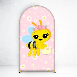 Mocsicka Cute Bee Birthday Party Arch Cover Backdrop Cartoon Honeybee Floral Honeycomb Rainbow Background Baby Show Photo Studio