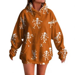 Women's Pullover Sweater Round Neck Lightweight Fleece Lined Top With Interesting Print Halloween Themed Top Zip up Hoodie Women