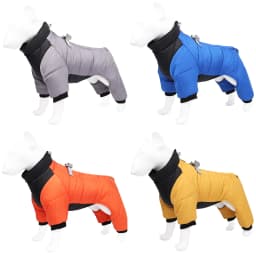 Winter Warm Dog Jacket Reflective Four Legged Clothes Outdoor Waterproof and Windproof Traction Harness Jumpsuit Chihuahua Coat