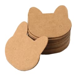 50xCat Ear Stud Display Cards Kraft Paper Earring Card Earrings Packaging Card Paper DIY Blank Jewelry Card Tags Holder