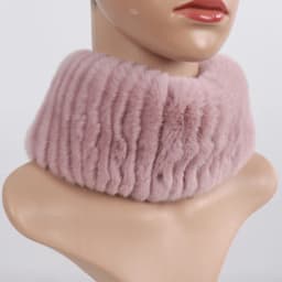 Women's Winter Warm Genuine Fur Hat Scarf Set Real Rex Rabbit Fur Cap with Silver Fox Scarves 2-Piece Natural Fashion Accessory