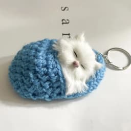 Simulation Mini Cat Keychain Cute Plush Cats With Sound Children Birthday Gifts Creative Imitation Cat Ornaments Bag Decoration