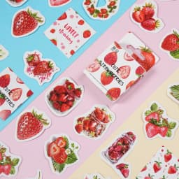 45 Pcs Strawberry Themed Scrapbooking Stickers Set for DIY Journaling Aesthetic Stationery Decor Sweet Gift Set