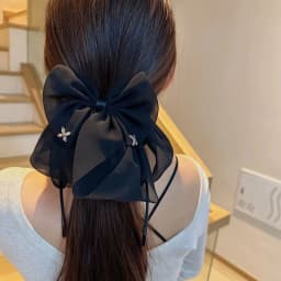 Elegant Versatile Chiffon Floral Print Bow Ponytail Clip Headwear For Women Girls Sweet Bow Ribbon Hair Clip Hair Accessories